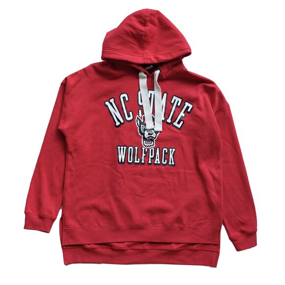 NC State Hoodie Wolfpack Red Logo Collegiate Knit Fleece Lined Sweatshirt Top - Picture 1 of 8